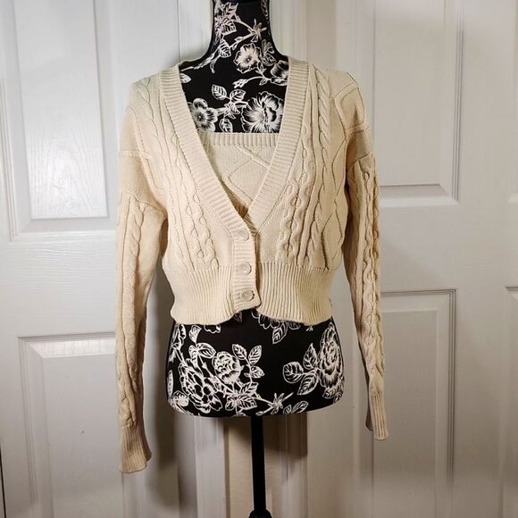 Forever 21 Beige Cable Knit Tube Top And Sweater Set M - Picture 2 of 10